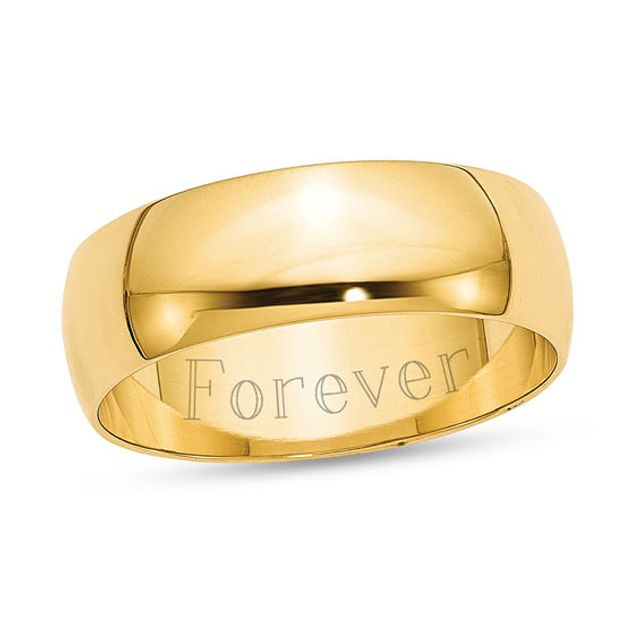 Ladies' 7.0mm Light Half-Round Engravable Wedding Band (1 Line)