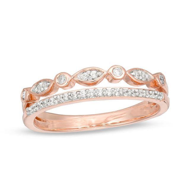1/6 CT. T.w. Diamond Two Row Stackable Band in 10K Rose Gold