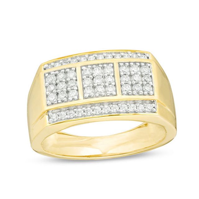 Men's 5/8 CT. T.w. Diamond Square Composite Three Stone Ring in 10K Gold