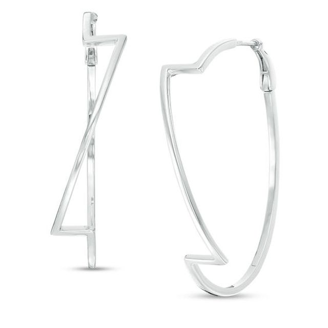 Zales x Scad Mirrored "Z" Long Hoop Earrings in Sterling Silver