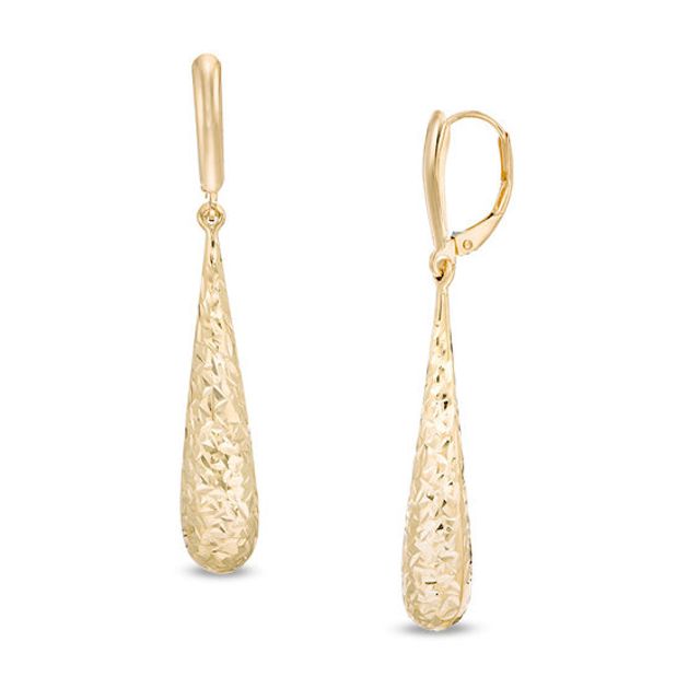 Diamond-Cut Elongated Teardrop Earrings in 14K Gold