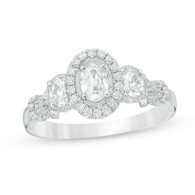 1 CT. T.w. Certified Oval Diamond Past Present FutureÂ® Engagement Ring in 14K White Gold (I/Si2)