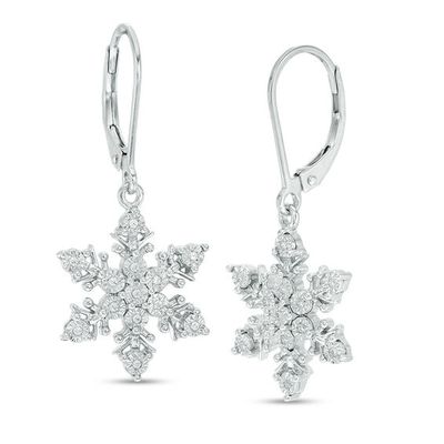 1/10 CT. T.w. Diamond Snowflake Drop Earrings in 10K White Gold