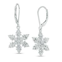 1/10 CT. T.w. Diamond Snowflake Drop Earrings in 10K White Gold
