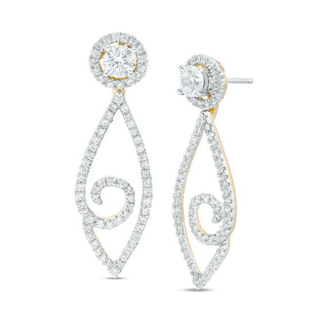 3/4 CT. T.w. Diamond Frame and Swirl Marquise Drop Earring Jackets in 14K Gold