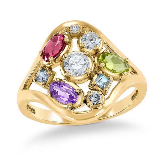 Mother's Multi-Shape Birthstone Cluster Ring by ArtCarved (9 Stones)