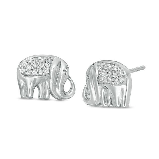 1/6 CT. T.w. Diamond Elephant Stud Earrings in Sterling Silver