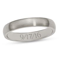 4.0mm Engravable Brushed Comfort-Fit Wedding Band in Titanium (1 Line)