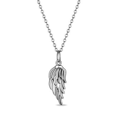 Angel Wing Drop Pendant in Sterling Silver