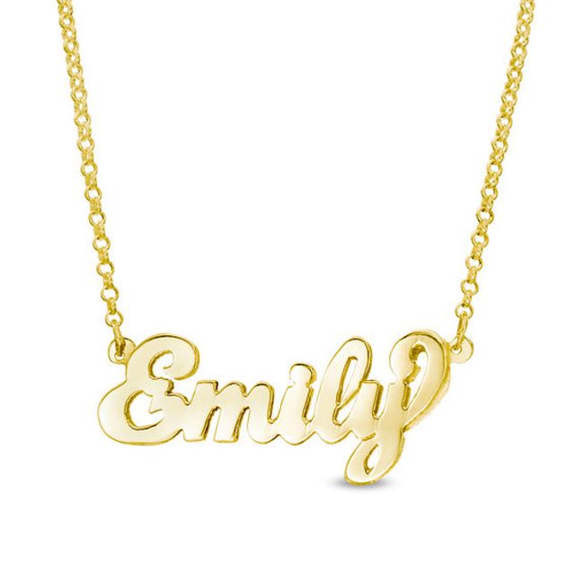 Bold Script Name Three-Dimensional Necklace in Sterling Silver with 24K Yellow or Rose Gold Plate (1 Line)