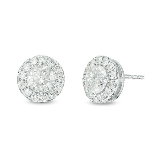 2 CT. T.w. Certified Diamond Frame Stud Earrings in 14K White Gold (I/Si2