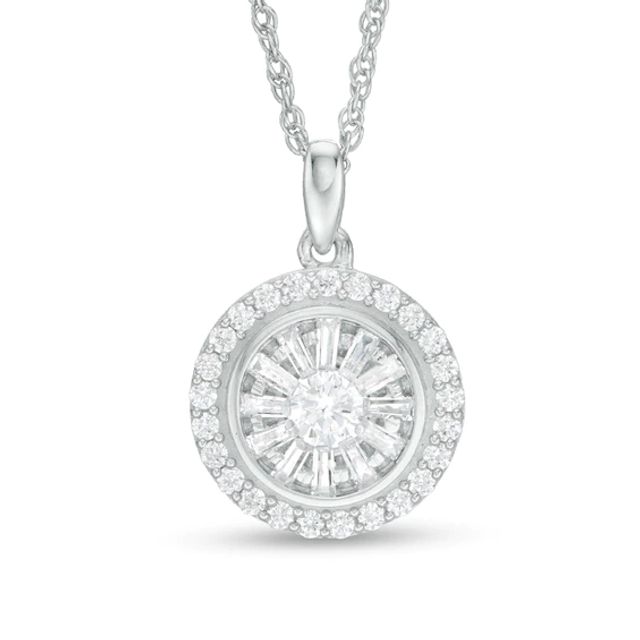 1/2 CT. T.w. Diamond Double Frame Pendant in 10K White Gold