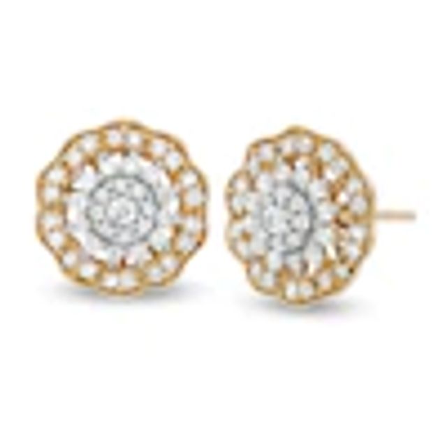 1/2 CT. T.w. Composite Diamond Flower Frame Stud Earrings in 10K Gold