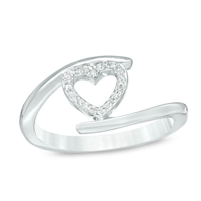 1/15 CT. T.w. Diamond Heart Outline Bypass Ring in Sterling Silver