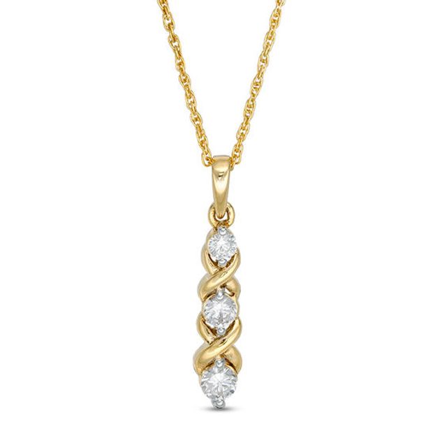 1/3 CT. T.w. Diamond Three Stone "Xo" Pendant in 10K Gold