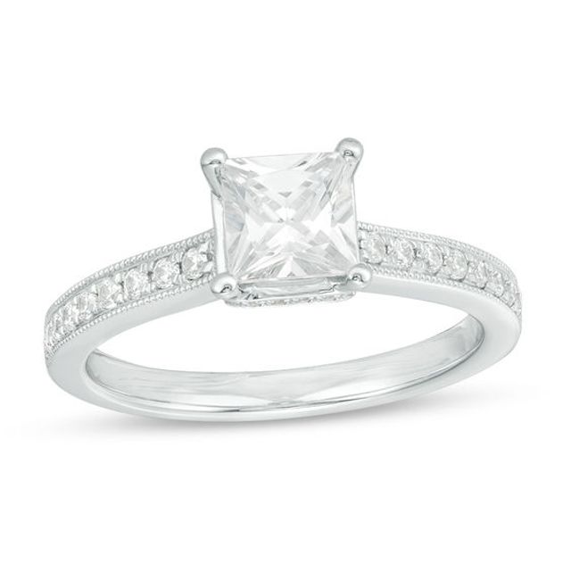 Celebration Ideal 1-1/5 CT. T.w. Princess-Cut Certified Diamond Vintage-Style Engagement Ring in 14K White Gold (I/I1)