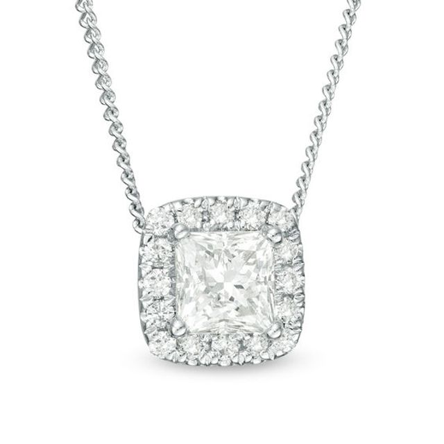 1/3 CT. T.w. Princess-Cut Diamond Frame Pendant in 14K White Gold