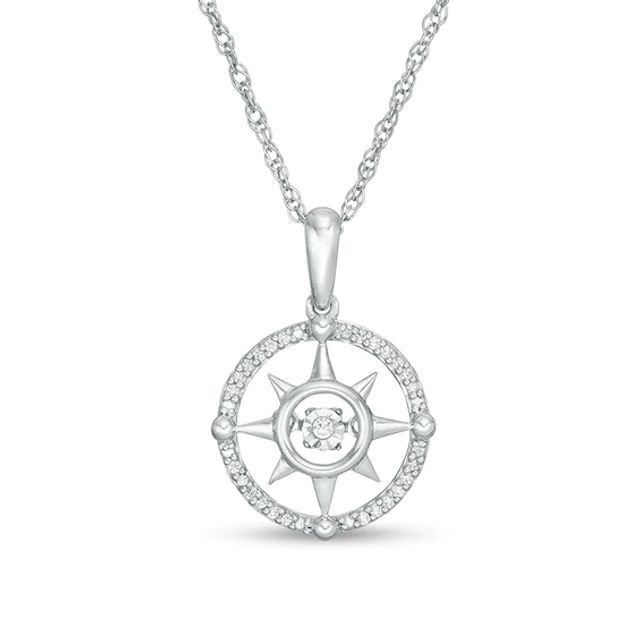 0.065 CT. T.w. Diamond Compass Pendant in Sterling Silver