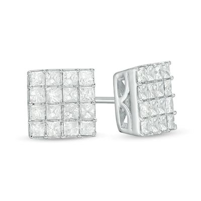 1 CT. T.w. Princess-Cut Composite Diamond Stud Earrings in 10K White Gold