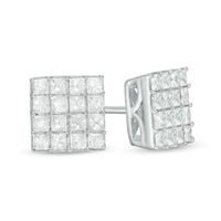 1 CT. T.w. Princess-Cut Composite Diamond Stud Earrings in 10K White Gold