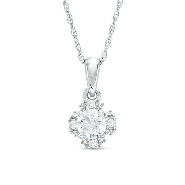 3/8 CT. T.w. Diamond Clover Frame Pendant in 10K White Gold