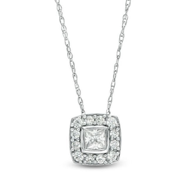 1/4 CT. T.w. Princess-Cut Diamond Frame Pendant in 10K White Gold