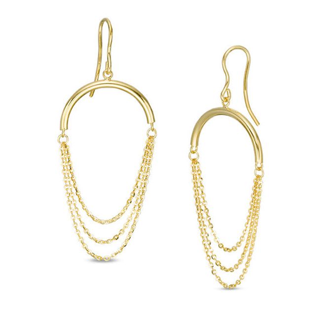 Made in Italy Semi-Circle Multi-Strand Chain Drop Earrings in 14K Gold