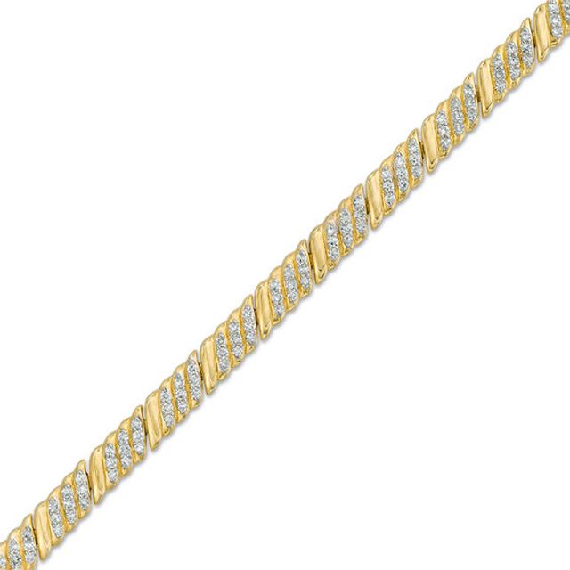 1 CT. T.w. Diamond Slant Link Bracelet in 10K Gold - 7.25"