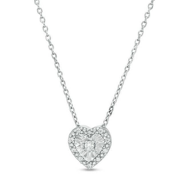 1/20 CT. T.w. Diamond Heart-Shaped Frame Necklace in Sterling Silver