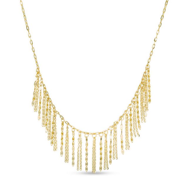 Made in Italy Valentino Chain Multi-Strand Fringe Necklace in 14K Gold - 20"