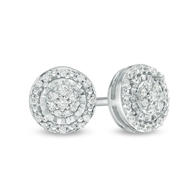 1/6 CT. T.w. Composite Diamond Frame Stud Earrings in Sterling Silver