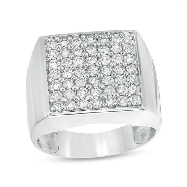 Men's 1-1/2 CT. T.w. Composite Diamond Square Ring in 14K White Gold