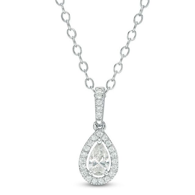 1/4 CT. T.w. Certified Pear-Shaped Diamond Frame Pendant in 14K White Gold (I/I1)