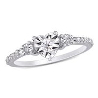 1/8 CT. T.w. Diamond Heart-Shaped Promise Ring in Sterling Silver