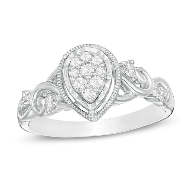 Cherished Promise Collectionâ¢ 1/5 CT. T.w. Diamond Teardrop Frame Promise Ring in Sterling Silver