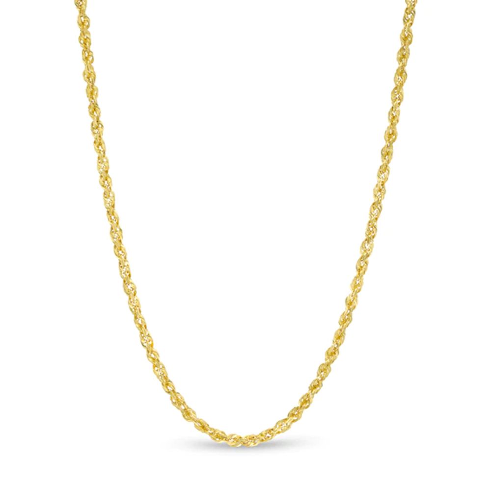 Men's 2.4mm Diamond-Cut Glitter Rope Chain Necklace in Solid 10K Gold