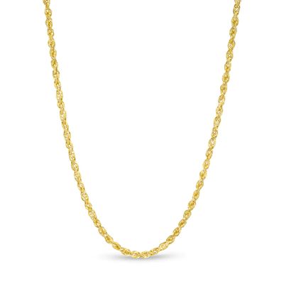 Men's 2.4mm Diamond-Cut Glitter Rope Chain Necklace in 10K Gold - 22"