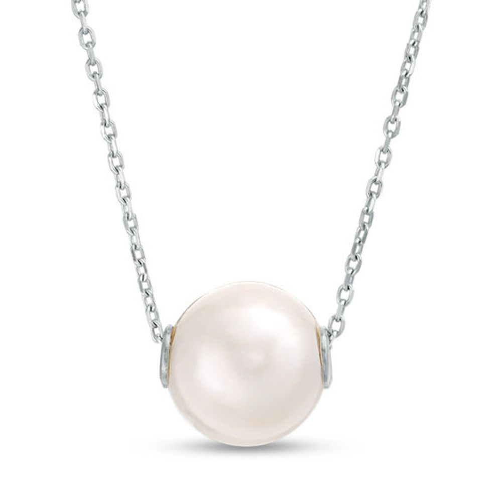 ImperialÂ® 9.0-10.0mm Freshwater Cultured Pearl Threaded Necklace in Sterling Silver-20"