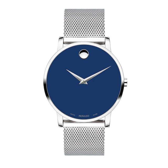 Men's Movado MuseumÂ® Classic Mesh Watch with Blue Dial (Model: 0607349)