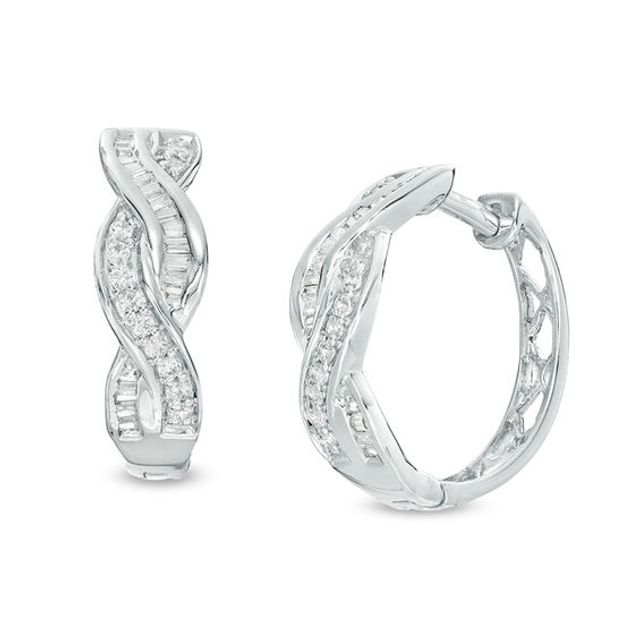 1/2 CT. T.w. Diamond Twist Hoop Earrings in Sterling Silver