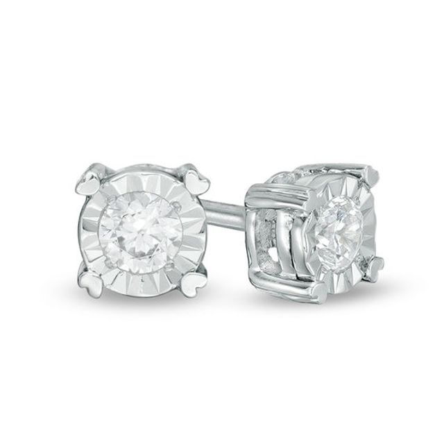 1/ CT. T.w. Diamond Solitaire Stud Earrings in 10K White Gold