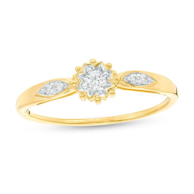 1/15 CT. T.w. Diamond Sunburst Promise Ring in 10K Gold