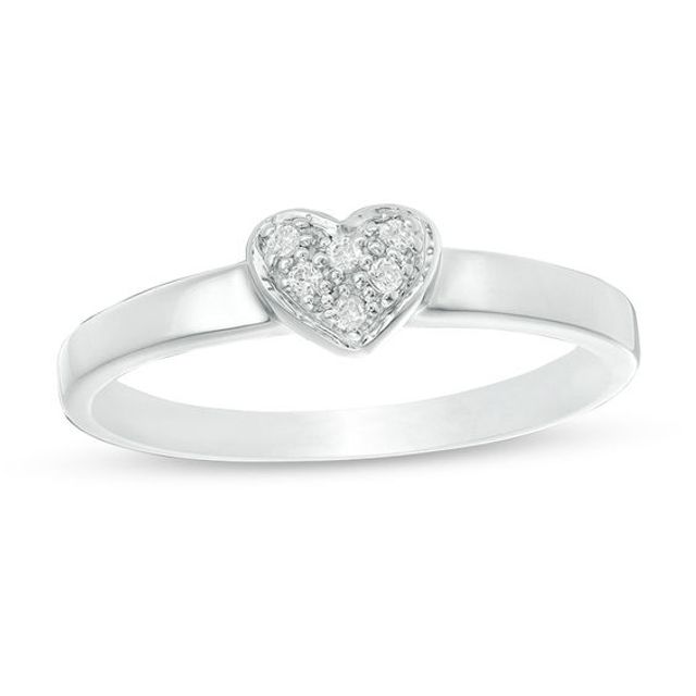 1/20 CT. T.w. Composite Diamond Heart-Shaped Promise Ring in 14K White Gold