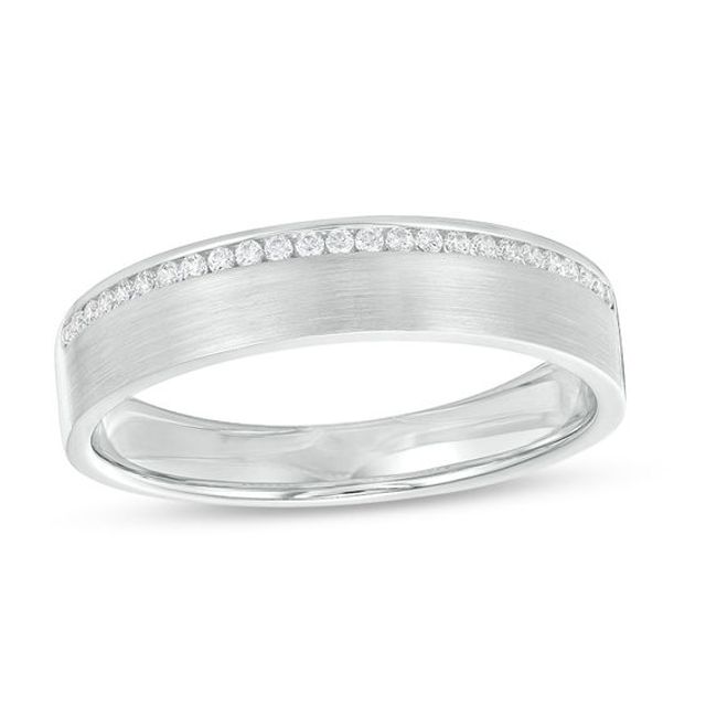 Men's 1/8 CT. T.w. Diamond Channel-Set Wedding Band in 10K White Gold