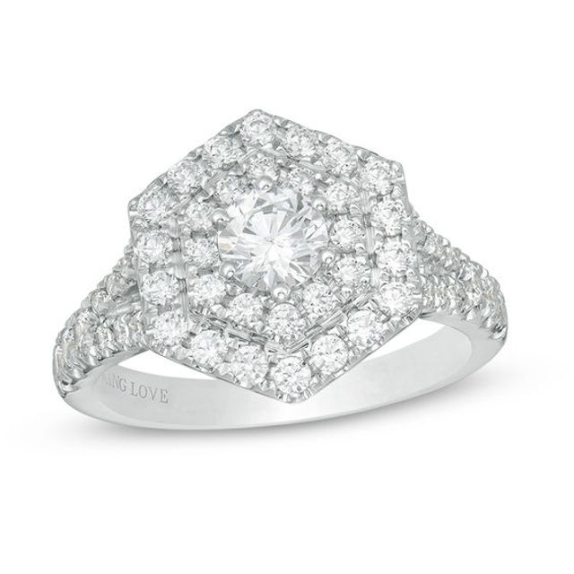 Vera Wang Love Collection 1-5/8 CT. T.w. Diamond Hexagon Double Frame Engagement Ring in 14K White Gold