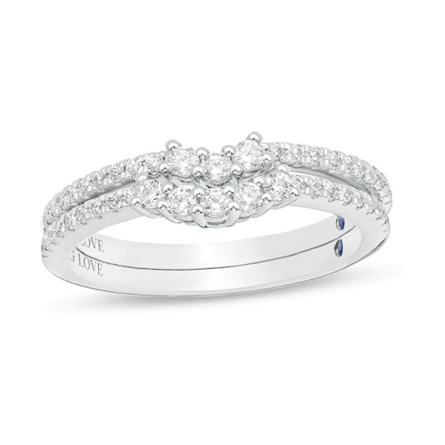Vera Wang Love Collection 3/8 CT. T.w. Diamond Contour Two Piece Anniversary Band Set in 14K White Gold