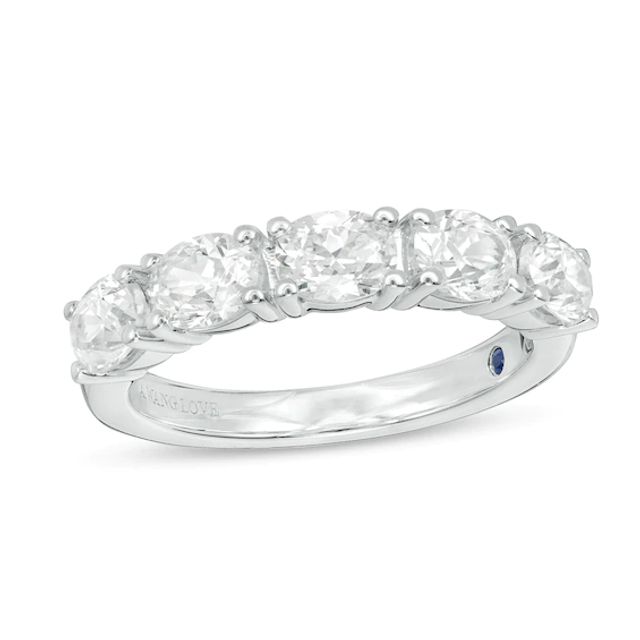 Vera Wang Love Collection 1-1/2 CT. T.w. Certified Oval Diamond Five Stone Anniversary Band in 14K White Gold (I/Si2)