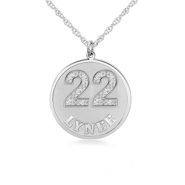 1/20 CT. T.w. Diamond Numbers and Name Disc Pendant (2 Digits and 1 Line)