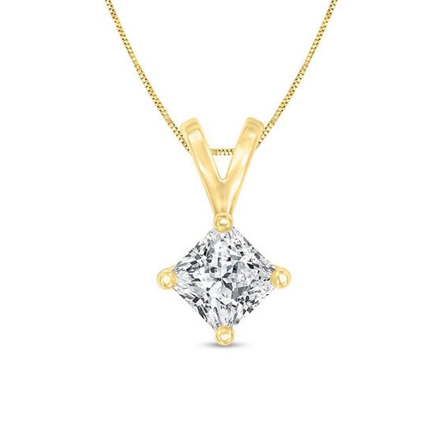 3/4 CT. Certified Princess-Cut Diamond Solitaire Pendant in 14K Gold (I/Si2)