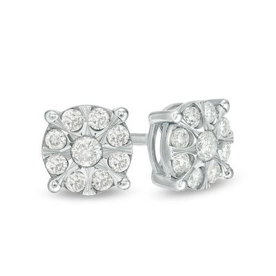 1/4 CT. T.w. Composite Diamond Stud Earrings in 10K White Gold